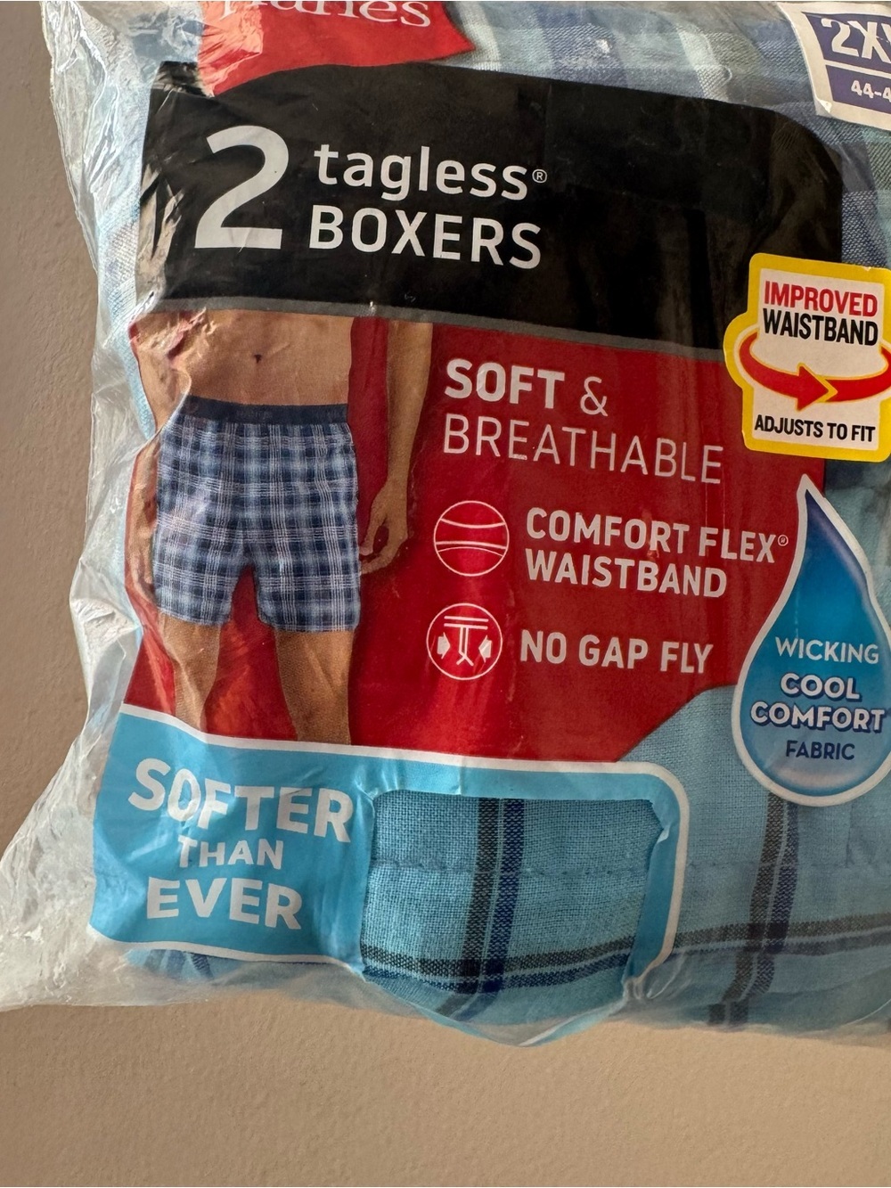Hanes Men's Plaid Boxers 2 Pack Tagless Comfort Flex Cool Comfort 2XL 44-46 - Picture 10 of 12
